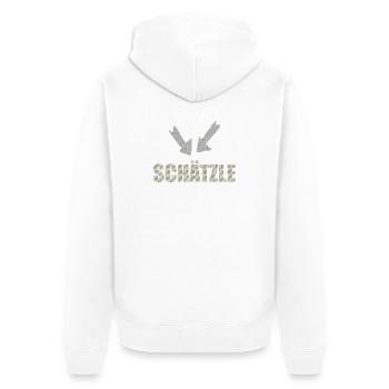 schätzle - Unisex Premium Bio Zip Hoodie - Weiß - Hinten - Thijin (182cm)