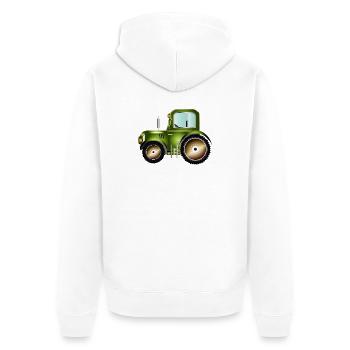 green tractor for tractor and farm fans - Unisex Premium Organic Zip Hoodie - white - Back - Thijin (182cm)