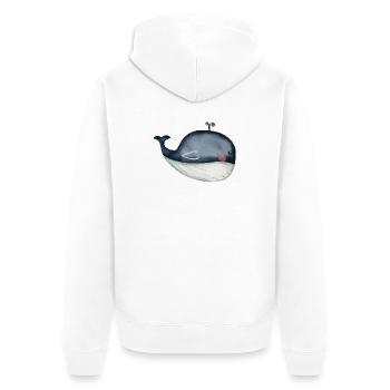 Wal, Ozean - Unisex Premium Bio Zip Hoodie - Weiß - Hinten - Thijin (182cm)