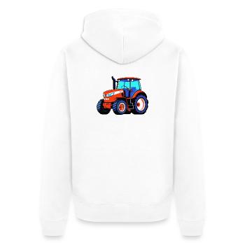 Traktor - Unisex Premium Bio Zip Hoodie - Weiß - Hinten - Thijin (182cm)