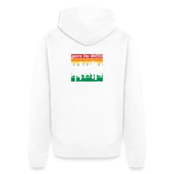 gern im Woid - gerne im Wald, Natur, Dialekt - Unisex Premium Bio Zip Hoodie - Weiß - Hinten - Thijin (182cm)
