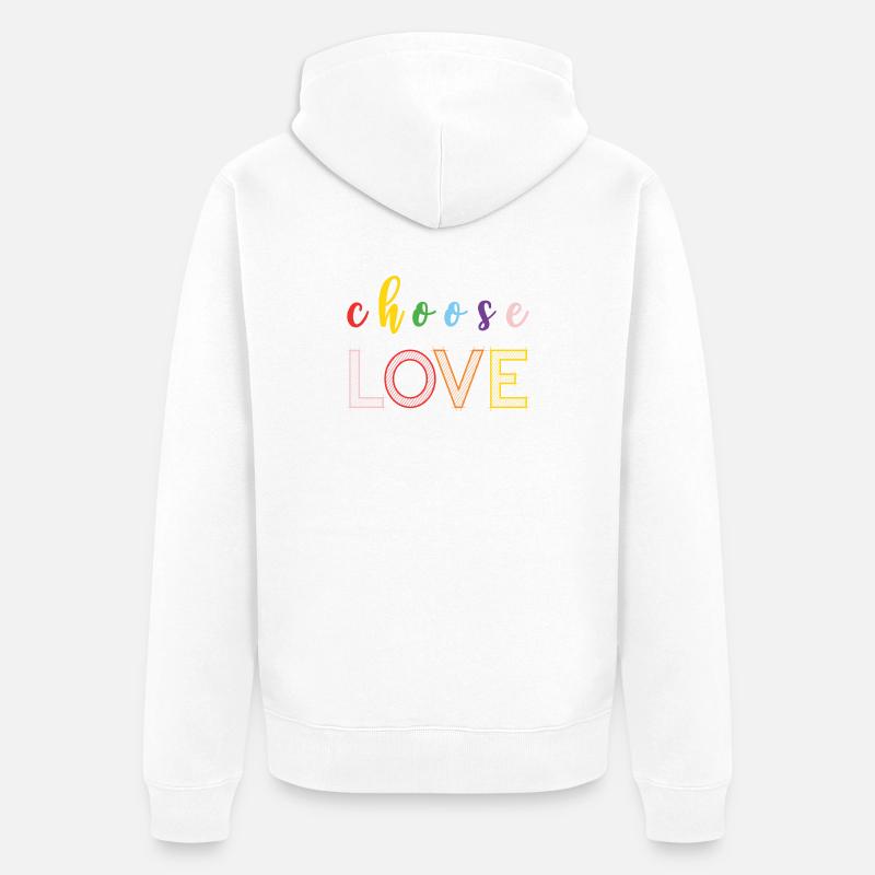 Mois de la fierté - Amour - Veste à capuche bio Premium Unisexe - blanc