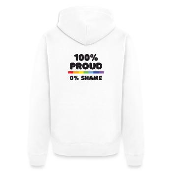 Pride Month - 100% stolz. 0% Scham - Unisex Premium Bio Zip Hoodie - Weiß - Hinten - Thijin (182cm)