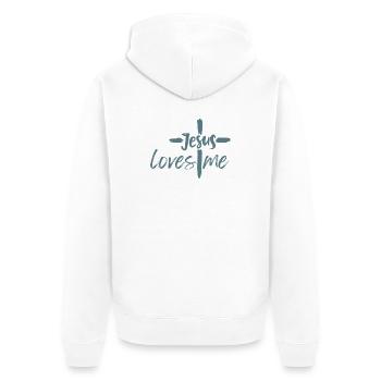 Jesus liebt mich - Unisex Premium Bio Zip Hoodie - Weiß - Hinten - Thijin (182cm)