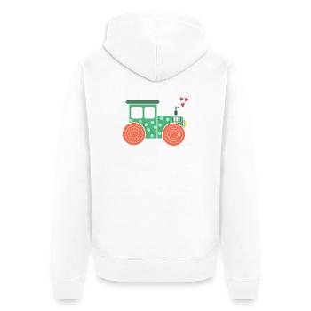 Véhicule à moteur Agricole agricole Coeur Tracteur Champ d’agriculteur biologique - Veste à capuche bio Premium Unisexe - blanc - Dos - Thijin (182cm)