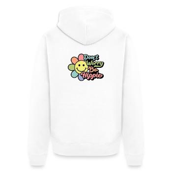 Don't Worry, Be Hippie - Unisex Premium Bio Zip Hoodie - Weiß - Hinten - Thijin (182cm)