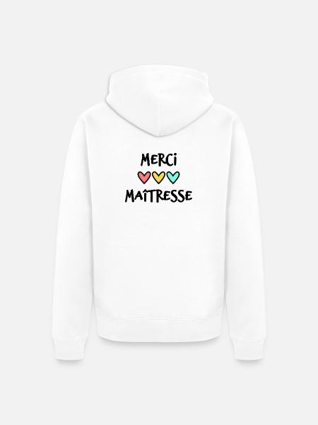 MERCI. THANKS. ANNIVERSAIRE. NAISSANCE. RETRAITE. - Veste à capuche bio Premium Unisexe - blanc