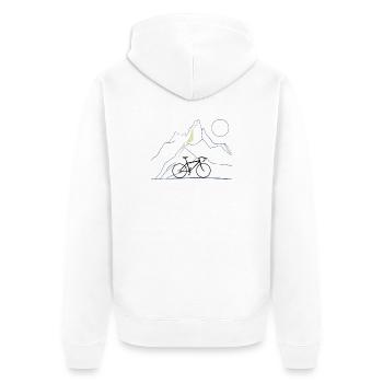 Bike & Berge - Unisex Premium Bio Zip Hoodie - Weiß - Hinten - Thijin (182cm)
