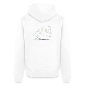Berglinie Minimal - Unisex Premium Bio Zip Hoodie - Weiß - Hinten - Thijin (182cm)