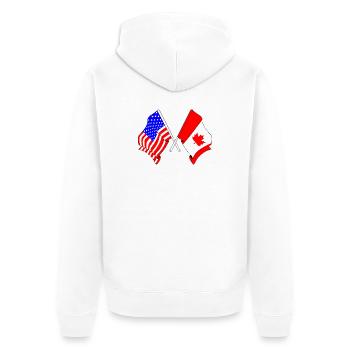 Drapeau des États-Unis et drapeau du Canada - Veste à capuche bio Premium Unisexe - blanc - Dos - Thijin (182cm)