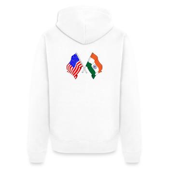 Drapeau des États-Unis et drapeau de l’Inde - Veste à capuche bio Premium Unisexe - blanc - Dos - Thijin (182cm)