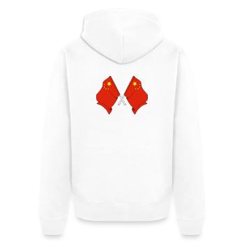 Zwei Flaggen China - Unisex Premium Bio Zip Hoodie - Weiß - Hinten - Thijin (182cm)