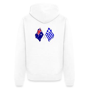 Drapeau de l’Australie et drapeau de la Grèce - Veste à capuche bio Premium Unisexe - blanc - Dos - Thijin (182cm)