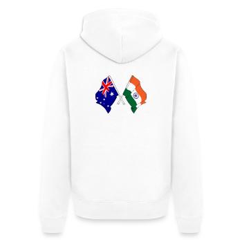 Drapeau de l’Australie et drapeau de l’Inde - Veste à capuche bio Premium Unisexe - blanc - Dos - Thijin (182cm)