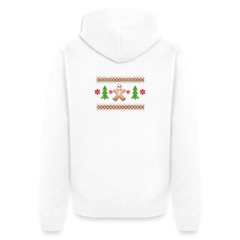 Gingerbread Man Sugar Skull Pattern for Christmas - Unisex Premium Organic Zip Hoodie - white - Back - Thijin (182cm)