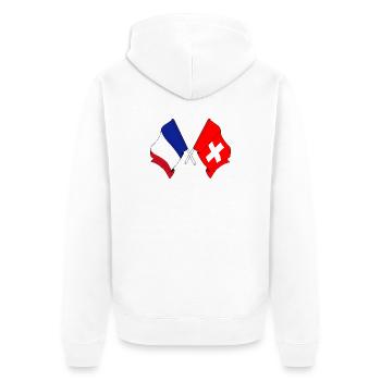 Drapeau de la France et drapeau de la Suisse - Veste à capuche bio Premium Unisexe - blanc - Dos - Thijin (182cm)