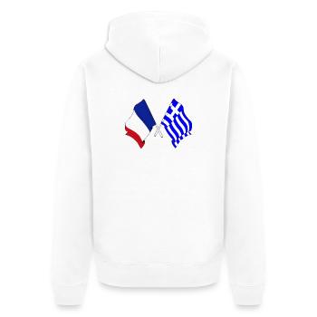 Drapeau de la France et drapeau de la Grèce - Veste à capuche bio Premium Unisexe - blanc - Dos - Thijin (182cm)