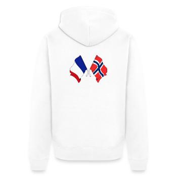 Flagge von Frankreich und Flagge Norwegen - Unisex Premium Bio Zip Hoodie - Weiß - Hinten - Thijin (182cm)