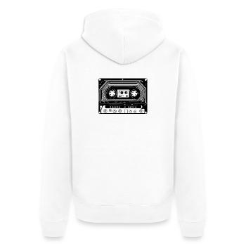 Cassette audio design rétro noir - Veste à capuche bio Premium Unisexe - blanc - Dos - Thijin (182cm)