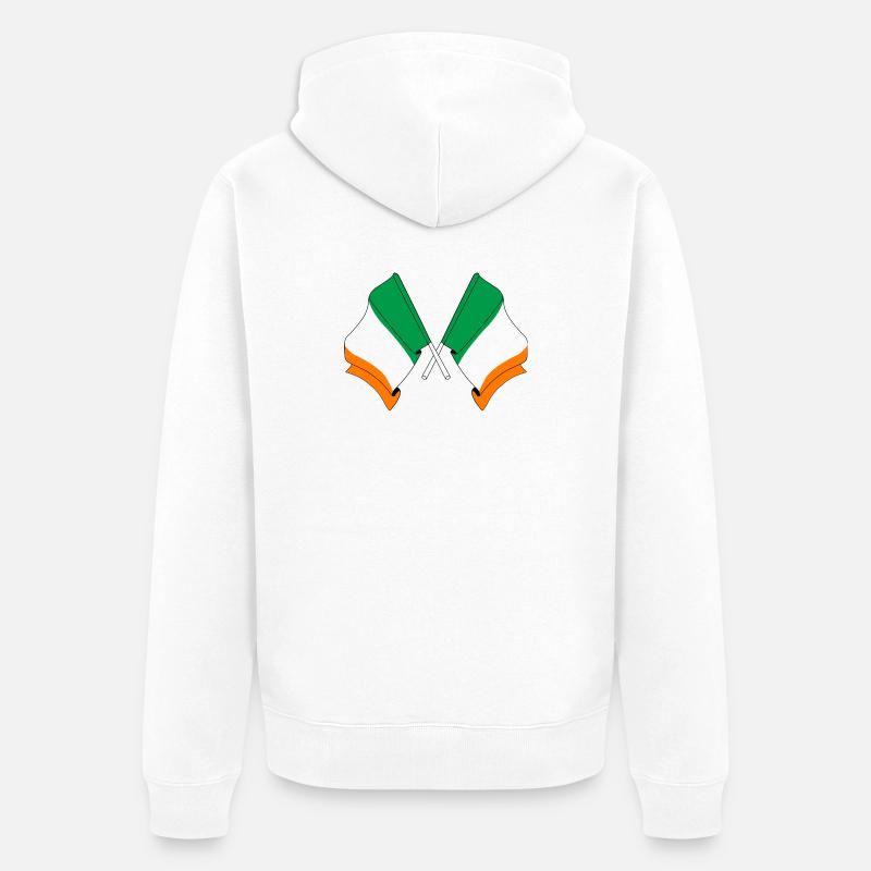 Deux drapeaux croisés de l’Irlande - Veste à capuche bio Premium Unisexe - blanc