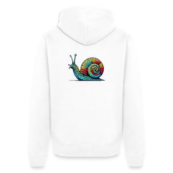 Schnecke - Unisex Premium Bio Zip Hoodie - Weiß - Hinten - Thijin (182cm)
