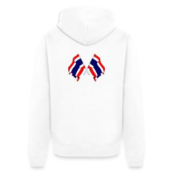 Zwei Flaggen aus Thailand gekreuzt - Unisex Premium Bio Zip Hoodie - Weiß - Hinten - Thijin (182cm)