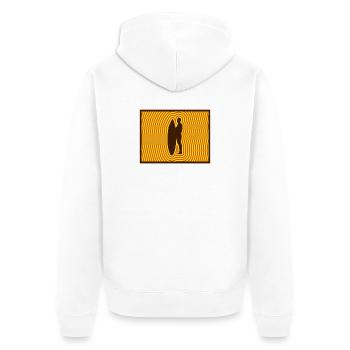 Surf Silhouette – Retro Wellenenergie - Unisex Premium Bio Zip Hoodie - Weiß - Hinten - Thijin (182cm)