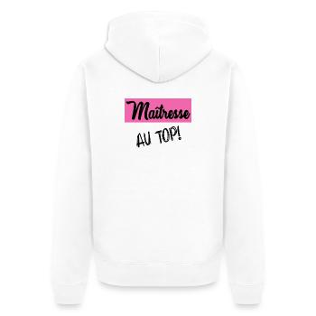 VIELEN DANK. DANKE. VIELEN DANK. JAHRESTAG. GEBURT. - Unisex Premium Bio Zip Hoodie - Weiß - Hinten - Thijin (182cm)