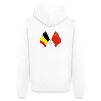 Drapeau Belgique Drapeau Chine - Veste à capuche bio Premium Unisexe - blanc - Dos - Thijin (182cm)