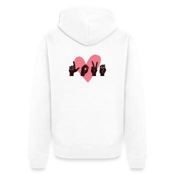 ASL Love IV - Saint-Valentin - Veste à capuche bio Premium Unisexe - blanc - Dos - Thijin (182cm)