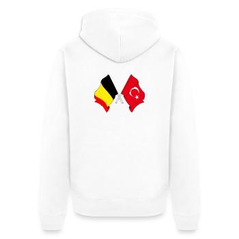 Flagge Belgien, Flagge Türkei - Unisex Premium Bio Zip Hoodie - Weiß - Hinten - Thijin (182cm)