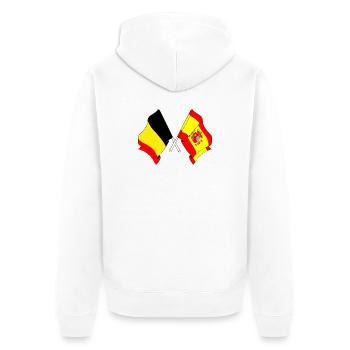 Flagge Belgien, Flagge Spanien - Unisex Premium Bio Zip Hoodie - Weiß - Hinten - Thijin (182cm)