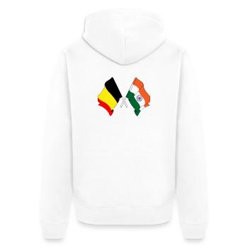 Flagge Belgien, Flagge Indien - Unisex Premium Bio Zip Hoodie - Weiß - Hinten - Thijin (182cm)