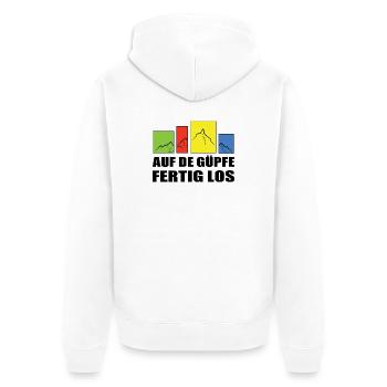 auf de Güpfe fertig los-auf die Gipfeln fertig los - Unisex Premium Bio Zip Hoodie - Weiß - Hinten - Thijin (182cm)