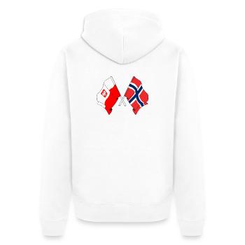 Flagge Polen und Flagge Norwegen - Unisex Premium Bio Zip Hoodie - Weiß - Hinten - Thijin (182cm)