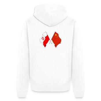 Drapeau de la Pologne, drapeau de la Chine - Veste à capuche bio Premium Unisexe - blanc - Dos - Thijin (182cm)