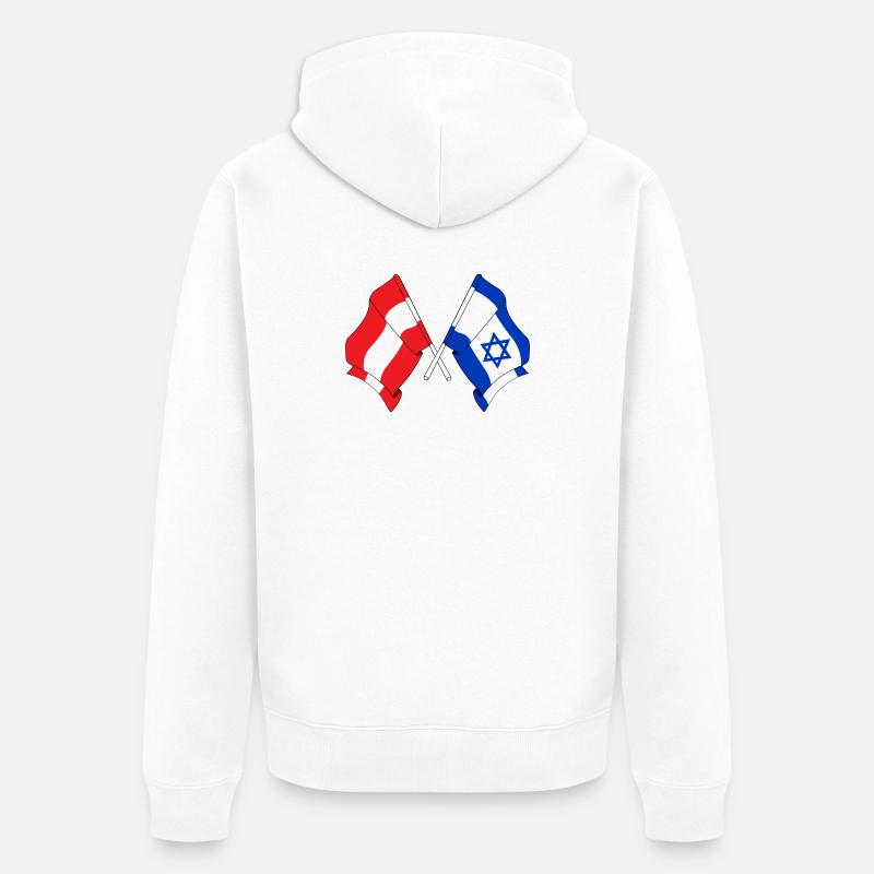 Drapeau Autriche, drapeau Israël - Veste à capuche bio Premium Unisexe - blanc