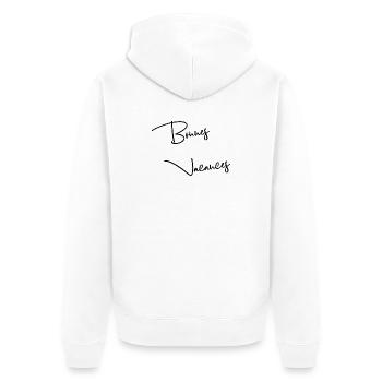 MASTER. THANK YOU. THANK YOU MASTER - Unisex Premium Organic Zip Hoodie - white - Back - Thijin (182cm)