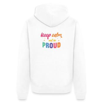 LGBT Pride Month - Ruhe bewahren und stolz sein - Unisex Premium Bio Zip Hoodie - Weiß - Hinten - Thijin (182cm)