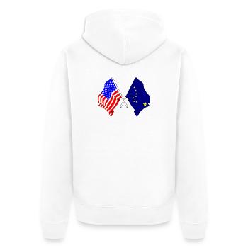 Drapeau des États-Unis et drapeau de l’Alaska - Veste à capuche bio Premium Unisexe - blanc - Dos - Thijin (182cm)