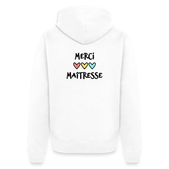 GELIEBTE. VIELEN DANK. DANKE HERRIN - Unisex Premium Bio Zip Hoodie - Weiß - Hinten - Thijin (182cm)