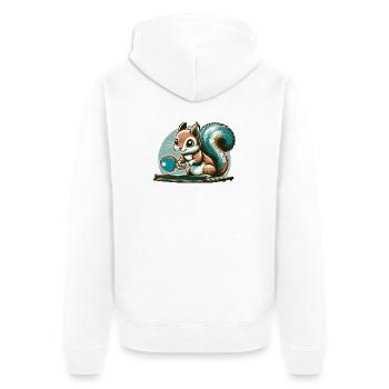 Cute cartoon squirrel playing table tennis - Unisex Premium Organic Zip Hoodie - white - Back - Thijin (182cm)