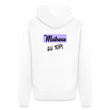 MISTRESS. THANK YOU. THANK YOU MISTRESS - Unisex Premium Organic Zip Hoodie - white - Back - Thijin (182cm)