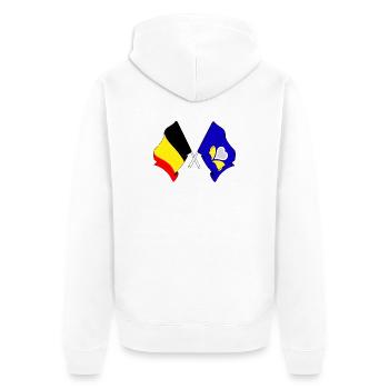 Flagge Belgien, die Region Brüssel-Hauptstadt - Unisex Premium Bio Zip Hoodie - Weiß - Hinten - Thijin (182cm)