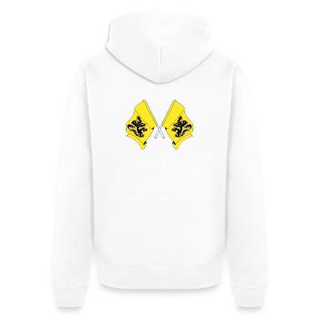 Deux drapeaux de la Flandre Belgique - Veste à capuche bio Premium Unisexe - blanc - Dos - Thijin (182cm)