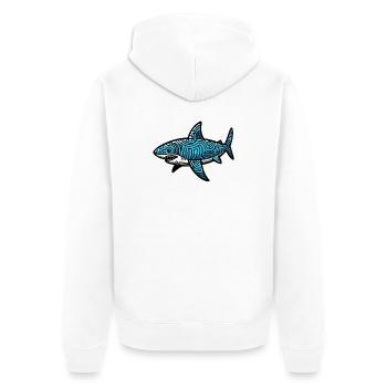 Hai - Unisex Premium Bio Zip Hoodie - Weiß - Hinten - Thijin (182cm)