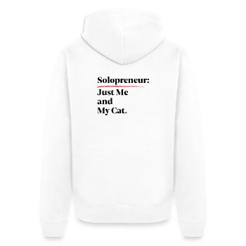 Solopreneur: Nur ich und meine Katze [Schwarz] - Unisex Premium Bio Zip Hoodie - Weiß - Hinten - Thijin (182cm)