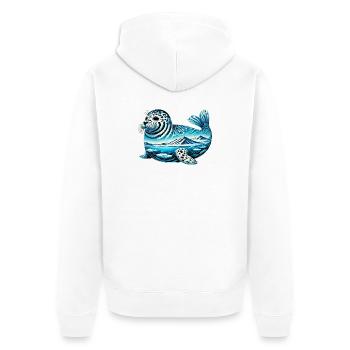 Seal - Unisex Premium Organic Zip Hoodie - white - Back - Thijin (182cm)