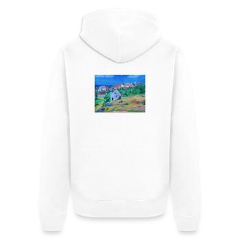 Gudhjem, Bornholm - Unisex Premium Bio Zip Hoodie - Weiß - Hinten - Thijin (182cm)