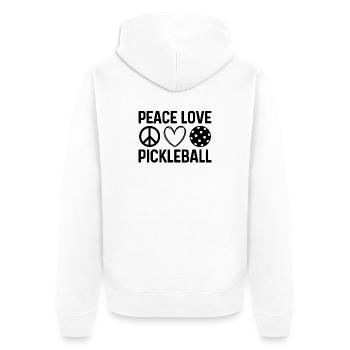 Frieden Liebe Pickleball - Unisex Premium Bio Zip Hoodie - Weiß - Hinten - Thijin (182cm)